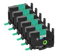 Cruxer 6-Pack Replacement for P-Touch TZe-731L1 TZe731L1 12mm x 8m Glitter Bling Laser Laminated Black on Starry Green Label Tape Compatible with PTouch PT-H110 H100 H105 P300BT E110 D200 Maker
