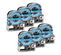 Cruxer 6-Pack Replacement for SC12BW LK-4LBP AC12BW 12mm x 8m Laminated Black on Blue Label Tape Compatible with Epson LW-1000P LW-700 LW-300L LW-300 LW-400 LW-500 LW-600P LW-900P Label Maker