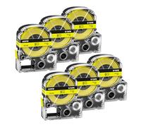 Cruxer 6-Pack Replacement for SC9YW LK-3YBP AC9YW 9mm x 8m Laminated Black on Yellow Label Tape Compatible with Epson LW-1000P LW-700 LW-300L LW-300 LW-400 LW-500 LW-600P LW-900P Label Maker