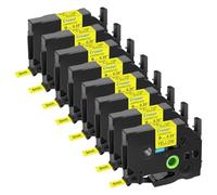 Cruxer 8-Pack Replacement for P-Touch TZe-621 TZe621 9mm x 8m Black on Yellow Laminated Label Tape Compatible with Ptouch PT-H110 PT-H100 H105 PT-P300BT PT-E110 D200 D210 D400 1230PC H200 Maker