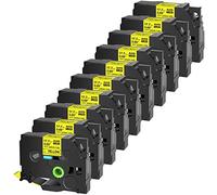 Cruxer Compatible for Brother HSE641 HS2-641 17.7mm 3/4" Heat Shrink Tube Label Tape Black on Yellow for PTD400AD D450 D600 PTP700 P750W PTH500LI PT1810 1880C 2730 2030 Label Makers, 10-Pack