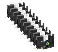 Cruxer Compatible for Brother P-touch Embellish Gold Print on White Satin Ribbon TZER234 12mm 1/2" (0.47 Inch) Label Tape Replacement for P-Touch PT-D215e PTD210 H110 D400AD Cube Label Makers, 10 Pack