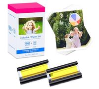 Cruxer Compatible with Canon Selphy CP1500 CP1300 Ink and Paper KP-108in KP-108 Replacement for Selphy CP910 CP780 CP760 CP1000 CP1200, 100 x 148mm (2 Ink Cartridge + 108 Sheets Photo Paper Set)
