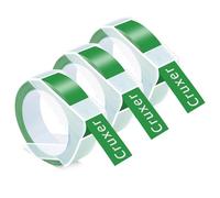 Cruxer Embossing Tape Replacement for Dymo Omega 3D Label Tape Self-Adhesive Dymo Embossing Tape, 9mm x 3m White on Green Vinyl 3D Labels for DYMO Omega Junior Embossing 3D Label Makers,3 Pack
