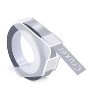 Cruxer Embossing Tape Replacement for Dymo Omega Label Tape Self-Adhesive Dymo Embossing Tape, 9mm x 3m White on Silver Vinyl Labels for DYMO Omega Junior Embossing Label Makers,1 Pack