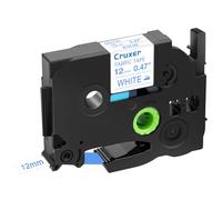 Cruxer Fabric Tape, 12mm x 3m, Blue on White, Compatible for Brother P-touch Label Printers, 1-Pack