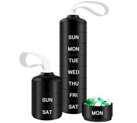 Cruxer Large Weekly Waterproof Pill Organiser, 7 Day Stackable Lanyard-Ready ABS Pill Boxes, Travel-Friendly Pill Dispenser 7 Compartments, Tablet Organiser for Vitamins, Fish Oil, Supplements