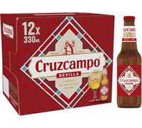 Cruzcampo Spanish Lager, Premium Andalusian Beer, 4.4% ABV, 12 x 330ml, Authentic Crisp Taste from Seville