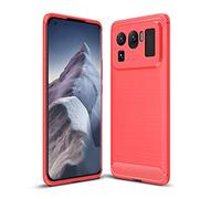 CruzerLite Carbon Fiber Texture Design Cover Shock Absorption Xiaomi Mi 11 Ultra Case for Xiaomi Mi 11 Ultra (2021) (Red)