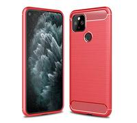 CruzerLite Case for Google Pixel 5 Case, Carbon Fiber Texture Design Cover Anti-Scratch Shock Absorption Case for Google Pixel 5 (2020) (Red)