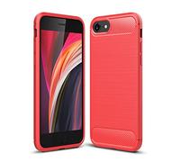 CruzerLite Case for iPhone SE Case, Case for iPhone SE [2nd] Case, Carbon Fiber Texture Design Cover Shock Absorption Case for iPhone 7/8/ for iPhone SE (2020) (Red)