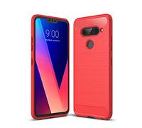 CruzerLite Case for LG V40 ThinQ Case, Case for LG V40 Case, Carbon Fiber Shock Absorption Slim Case for LG V40 ThinQ (Red)