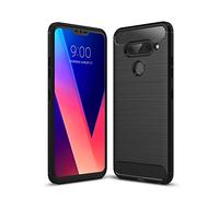 CruzerLite Case for LG V40 ThinQ Case, Case for LG V40 Case, Carbon Fiber Shock Absorption Slim Case for LG V40 ThinQ (Black)