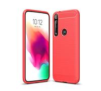 CruzerLite Case for Moto G8 Plus Case, Carbon Fiber Texture Design Cover Anti-Scratch Shock Absorption Case for Moto G8 Plus (Red)