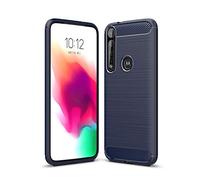 CruzerLite Case for Moto G8 Plus Case, Carbon Fiber Texture Design Cover Anti-Scratch Shock Absorption Case for Moto G8 Plus (Blue)