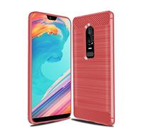 CruzerLite Case for Oneplus 6 Case, Carbon Fiber Shock Absorption Slim Case for Oneplus 6 (Red)