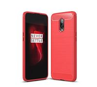 CruzerLite Case for Oneplus 6T Case, Carbon Fiber Shock Absorption Slim Case for Oneplus 6T (Red)