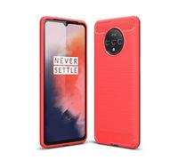 CruzerLite Case for OnePlus 7T Case, Carbon Fiber Texture Design Cover Anti-Scratch Shock Absorption Case for OnePlus 7T (Fiber Red)