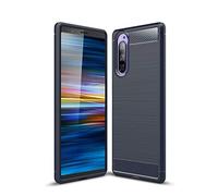 Cruzerlite Case for Sony Xperia 5 Case, Carbon Fiber Texture Design & Leather Texture Design Back Cover Anti-Scratch Shock Absorption Case for Sony Xperia 5 (Blue)