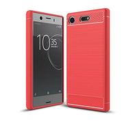CruzerLite Case for Sony Xperia XZ1 Compact Case, Carbon Fiber Shock Absorption Slim case for Sony Xperia XZ1 Compact (2017) (Red)