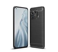 CruzerLite Case for Xiaomi Mi 11 Pro Case, Carbon Fiber Texture Design Cover Shock Absorption Cover for Xiaomi Mi 11 Pro (2021) (Black)