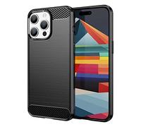 CruzerLite for Apple iPhone 15 Pro Max Case Carbon Fiber Texture Design Cover Anti-Scratch Shock Absorption (2023) (Black)