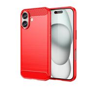 CruzerLite for iPhone 16 Case, Carbon Fiber Texture Design Cover Anti-Scratch Shock Absorption for iPhone 16 (2024) (Red)
