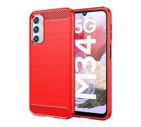 CruzerLite for Samsung Galaxy M34 Case, Carbon Fiber Texture Design Cover Anti-Scratch Shock Absorption (Red)