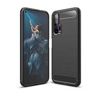 CruzerLite Honor 20 Pro Case, Carbon Fiber Texture Design & Leather Texture Design Back Cover Anti-Scratch Shock Absorption Case for Huawei Honor 20 Pro (Black)