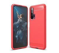 CruzerLite Honor 20 Pro Case, Carbon Fiber Texture Design & Leather Texture Design Back Cover Anti-Scratch Shock Absorption Case for Huawei Honor 20 Pro (Red)