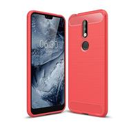 CruzerLite Nokia 7.1 Case, Carbon Fiber Shock Absorption Slim Case for Nokia 7.1 (2018) (Red)