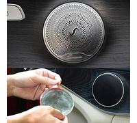 CrUzex Car decoration Stainless Steel Car Compatible with Audio Speaker Car Door Loudspeaker Trim Cover Compatible with Mercedes Benz 2015-2018 C Class W205/GLC 2016-2018 E-Class(Silver)