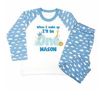 Crwban® - Animal Themed When I Wake Up I'll Be One Pyjamas - Personalised First Birthday PJ's (as8, age, 1_year, 2_years, Blue Clouds)
