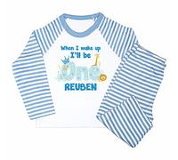 Crwban® - Animal Themed When I Wake Up I'll Be One Pyjamas - Personalised First Birthday PJ's (as8, age, 2_years, 3_years, Blue Stripes)