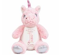 Crwban - Berry First Birthday Personalised Plush Bunny, Children's Gift, Custom Soft Toy for Keepsake (Pink Unicorn)