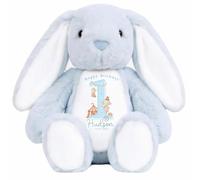 Crwban - Blue Personalised Birthday Plush Bunny, Children's Gift, Custom Soft Toy for Keepsake (Blue Farm)