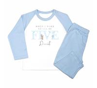 Crwban® - Blue Teddy When I Wake Up I'll Be Five Pyjamas - Personalised Fifth 5th Birthday Themed PJ's (UK, Age, 5 Years, 6 Years, Regular, Solid Blue)