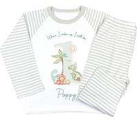 Crwban® - Dinosaur Shadow When I Wake Up I Will Be One Pyjamas - Personalised First 1st Birthday Themed PJ's (UK, Age, 3 Years, 4 Years, Regular, Green Stripes)