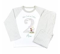 Crwban® - Football Themed Any Age When I Wake Up I Will Be Birthday Pyjamas - Personalised Footy Soccer Birthday Themed PJ's (UK, Age, 7 Years, 8 Years, Regular, Sage Green Stripes)
