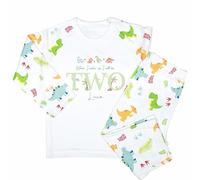 Crwban® - Four Dinosaur When I Wake Up I'll Be Two Pyjamas - Personalised Children's Second 2nd Birthday Themed PJ's (UK, Age, 2 Years, 3 Years, Regular, Dinosaur)
