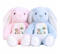 Crwban - My First, 1st Time Flyer, Bunny, Soft Toy, Personalised, Keepsake, Toddler Gift (Blue Bunny)