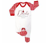 Crwban® - My First Family Christmas Romper Sleep Suit - Personalised Xmas All in One (UK, Age, 6 Months, 12 Months, Red Festive)