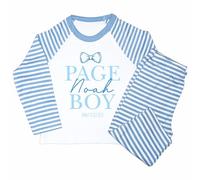 Crwban® - Page Boy Wedding Glitter Name Bow Tie Personalised Toddler PJ's, Blue Special Occasion, Page Boy Pyjamas, Wedding (UK, Age, 1 Year, 2 Years, Regular, Blue Stripes)