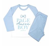Crwban® - Page Boy Wedding Glitter Name Bow Tie Personalised Toddler PJ's, Blue Special Occasion, Page Boy Pyjamas, Wedding (UK, Age, 3 Years, 4 Years, Regular, Solid Blue)