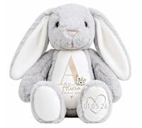 Crwban - Personalised Beige Flower Girl Bunny, Gift, Will you be our, Personalised Soft Toy, Proposal, Teddy Proposal; Bridesmaid (White Bunny)