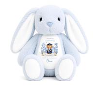 Crwban - Personalised Blue Nursery Graduation Year Rainbow Bunny, Last Day, Leavers Toy (Blue Bunny)