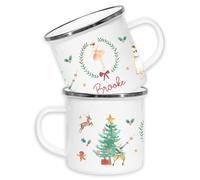 Crwban® - Personalised Children's Nutcracker Ballarina Festive Cup, Xmas Gift Idea, Children's Enamel Mug, Christmas Hot Chocolate, Kids Gift, Christmas Eve Filler