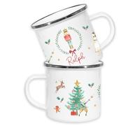 Crwban® - Personalised Children's Nutcracker Soilder Festive Cup, Xmas Gift Idea, Children's Enamel Mug, Christmas Hot Chocolate, Kids Gift, Christmas Eve Filler