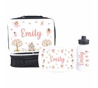 Crwban® - Personalised Fairy Mermaid Princess Insulated Lunch Bag, Snack Box and Water Bottle Set for Kids - Choice of Designs and Items Custom Name Children's Back to School Lunch Set (Fairy)