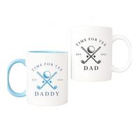 Crwban® - Personalised Golf Dad Mug, Time for Tee, Present, Grandad, Uncle, New Gift, Father's Day, Daddy, By Par (White Mug)